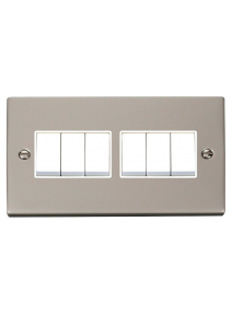 6 Gang 2 Way Pearl Nickel 10A Modular Plate Switch (VPPN105WH)
