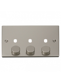 3 Gang Pearl Nickel Dimmer Plate with Knobs (VPPN153PL)