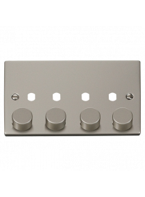 4 Gang Pearl Nickel Dimmer Plate with Knobs (VPPN154PL)