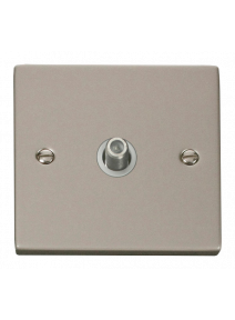 Single Pearl Nickel Non-Isolated Satellite Socket 1 Gang (VPPN156WH)