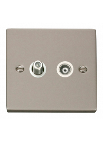 Pearl Nickel Isolated Satellite &amp; Co-Axial Socket (VPPN157WH)