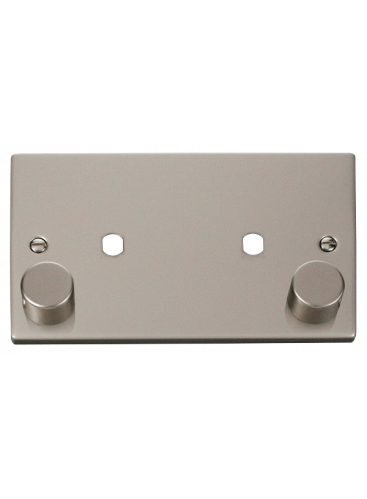 Pearl Nickel Dimmer Mounting Double Plate 1630W Maximum 2 Gang (VPPN186)