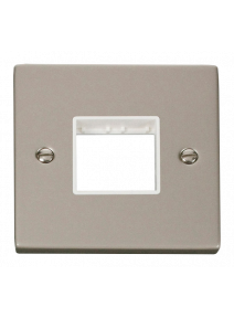 1 Gang Twin Aperture Pearl Nickel Grid Switch Front Plate (VPPN402WH)