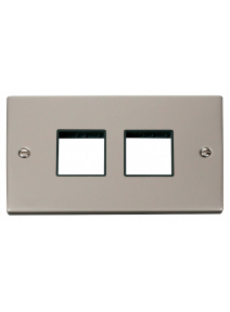 2 Gang Pearl Nickel Grid Switch Plate 2+2 Aperture (VPPN404BK)