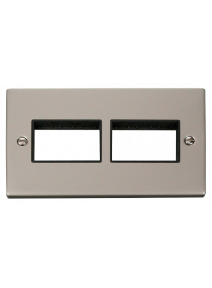 2 Gang Pearl Nickel Grid Switch Plate 3+3 Aperture (VPPN406BK)