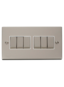6 Gang 2 Way 10A Pearl Nickel Plate Switch (VPPN416WH)