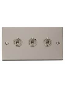 3 Gang 2 Way 10A Pearl Nickel Toggle Switch (VPPN423)