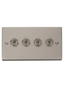 4 Gang 2 Way 10A Pearl Nickel Toggle Switch (VPPN424)