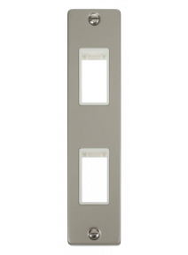 2 Gang Twin Pearl Nickel Architrave Grid Switch Plate (VPPN472WH)