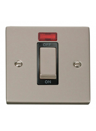 1 Gang 45A Double Pole Pearl Nickel Switch with Neon (VPPN501BK)