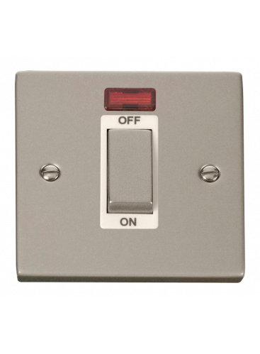 1 Gang 45A Double Pole Pearl Nickel Switch with Neon (VPPN501WH)