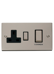 Pearl Nickel 45A Cooker Switch with 13A Double Pole Switch Socket (VPPN504BK)