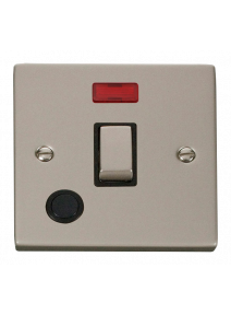 20A Double Pole Pearl Nickel Ingot Switch with Flex Outlet &amp; Neon (VPPN523BK)