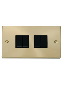 4 Gang 2 Way 10A Satin Brass Plate Switch (VPSB019BK)