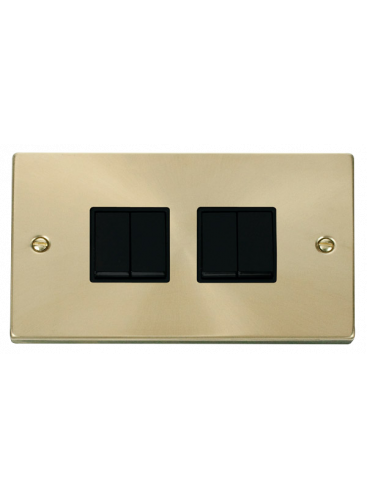 4 Gang 2 Way 10A Satin Brass Plate Switch (VPSB019BK)