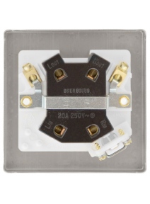 20A Satin Brass Double Pole Switch with Flex Outlet (VPSB022BK)