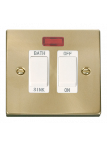 20A Double Pole Satin Brass Sink/Bath Switch (VPSB024WH)