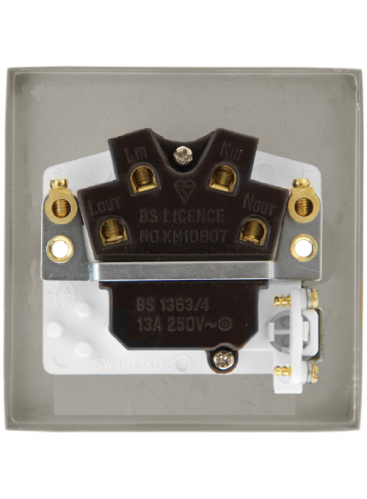 13A Satin Brass Fused Spur Unit Switched &amp; Flex Outlet (VPSB051WH)