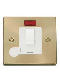 13A Satin Brass Fused Spur Unit Switched &amp; Flex Outlet with Neon (VPSB052WH)