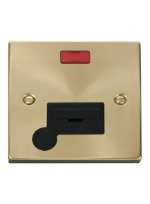 13A Satin Brass Fused Spur Unit Flex Outlet with Neon (VPSB053BK)