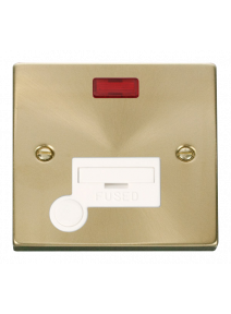 13A Satin Brass Fused Spur Unit Flex Outlet with Neon (VPSB053WH)