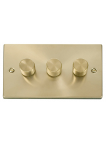 3 Gang 2 Way 400VA Satin Brass Dimmer Switch (VPSB153)