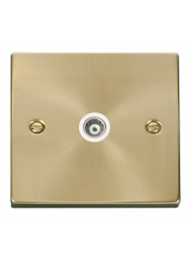 Single Satin Brass Isolated Co-Axial Socket (VPSB158WH)