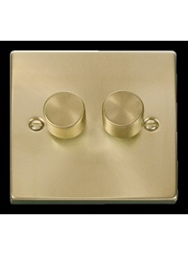 2 Gang 2 Way 100W Satin Brass LED Dimmer Switch (VPSB162)