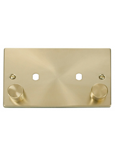 Satin Brass Dimmer Mounting Double Plate 1630W Maximum 2 Gang (VPSB186)