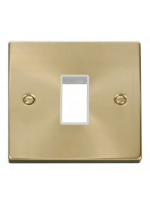 1 Gang Single Aperture Satin Brass Switch Plate VPSB401WH