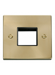 1 Gang Twin Aperture Satin Brass Grid Switch Front Plate VPSB402BK