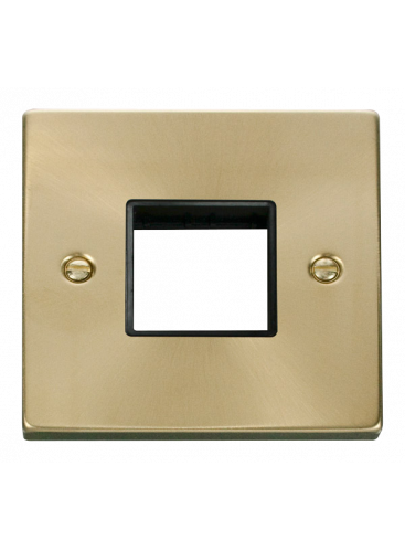 1 Gang Twin Aperture Satin Brass Grid Switch Front Plate VPSB402BK
