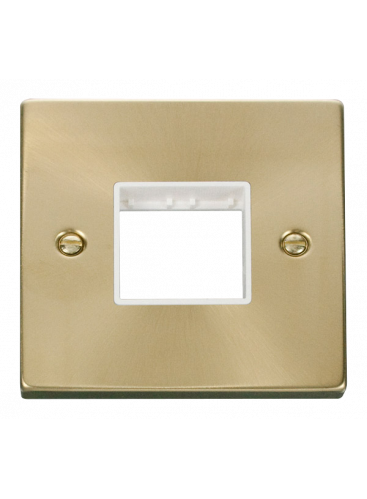 1 Gang Twin Aperture Satin Brass Grid Switch Front Plate VPSB402WH