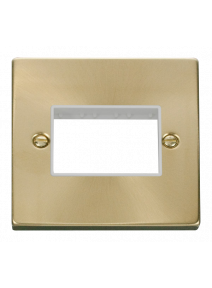 1 Gang Triple Aperture Satin Brass Grid Switch Front Plate VPSB403WH