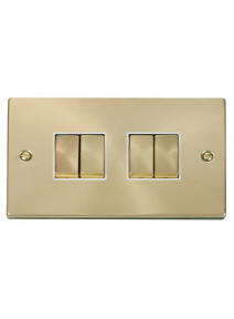 4 Gang 2 Way 10A Satin Brass Plate Switch VPSB414WH