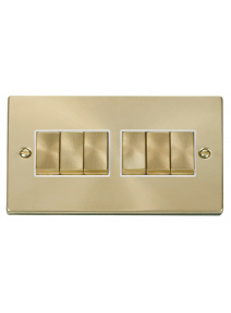6 Gang 2 Way 10A Satin Brass Plate Switch VPSB416WH