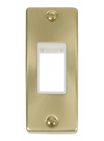 1 Gang Single Satin Brass Architrave Grid Switch Plate VPSB471WH