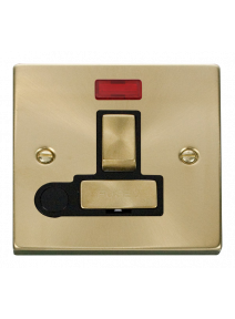 13A Satin Brass Switched Fused Spur Unit with Flex Out &amp; Neon VPSB552BK