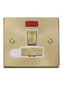13A Satin Brass Switched Fused Spur Unit with Flex Out &amp; Neon VPSB552WH