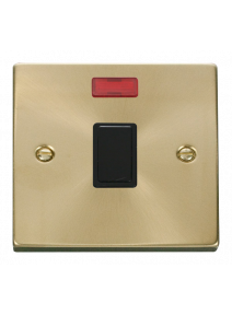 20A Satin Brass Double Pole Switch with Neon VPSB623BK