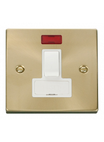 13A Satin Brass Switched Fused Connection Unit (FCU) with Neon VPSB652WH