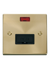 13A Satin Brass Fused Connection Spur Unit (FCU) with Neon VPSB653BK