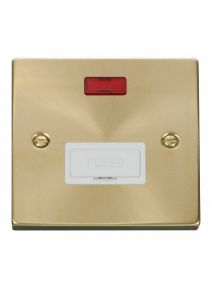 13A Satin Brass Fused Connection Spur Unit (FCU) with Neon VPSB653WH
