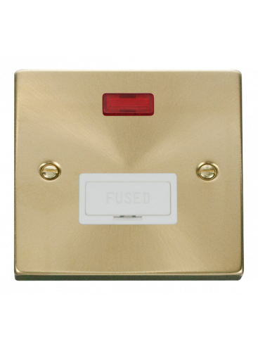 13A Satin Brass Fused Connection Spur Unit (FCU) with Neon VPSB653WH