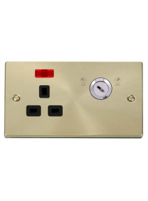 1 Gang Lockable 13A Switched Double Plate Socket with Neon VPSB655BK