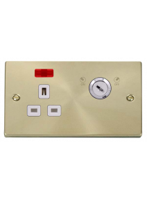 1 Gang Lockable 13A Switched Double Plate Socket with Neon VPSB655WH