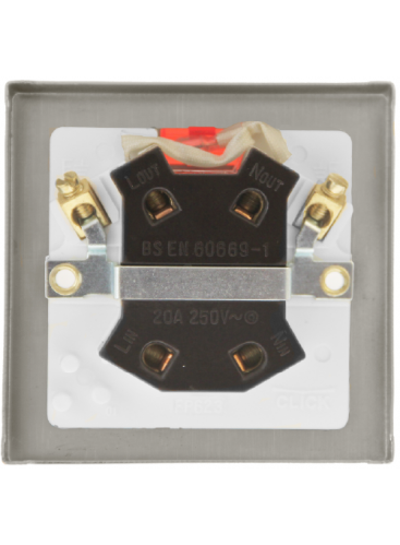 1 Gang 20A Double Pole Satin Brass Switch with Neon VPSB723BK