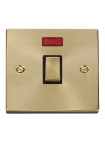 1 Gang 20A Double Pole Satin Brass Switch with Neon VPSB723BK