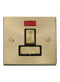 13A Satin Brass Switched Fused Spur Unit with Neon VPSB752BK