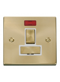 13A Satin Brass Switched Fused Spur Unit with Neon VPSB752WH